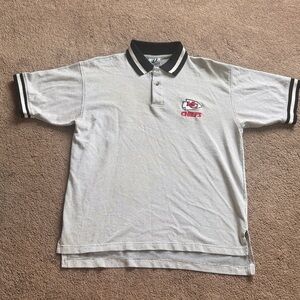 NFL Team KC Chiefs Gray Polo Shirt with Black Trim
